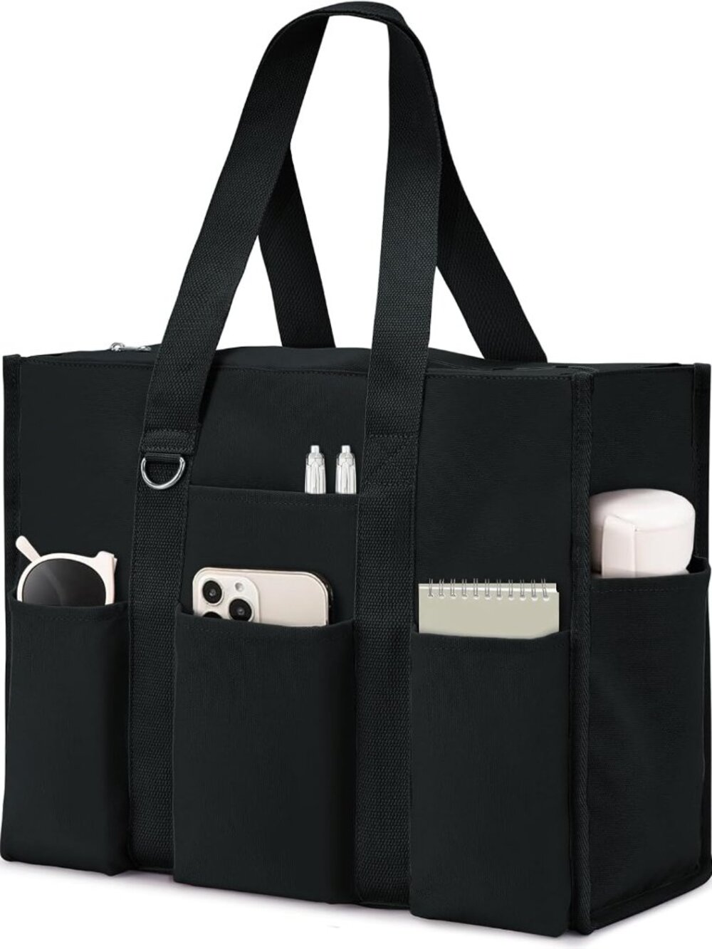 Large Tote Bag for Women Waterproof with 12 Pockets Top Zipper Closure Utility T